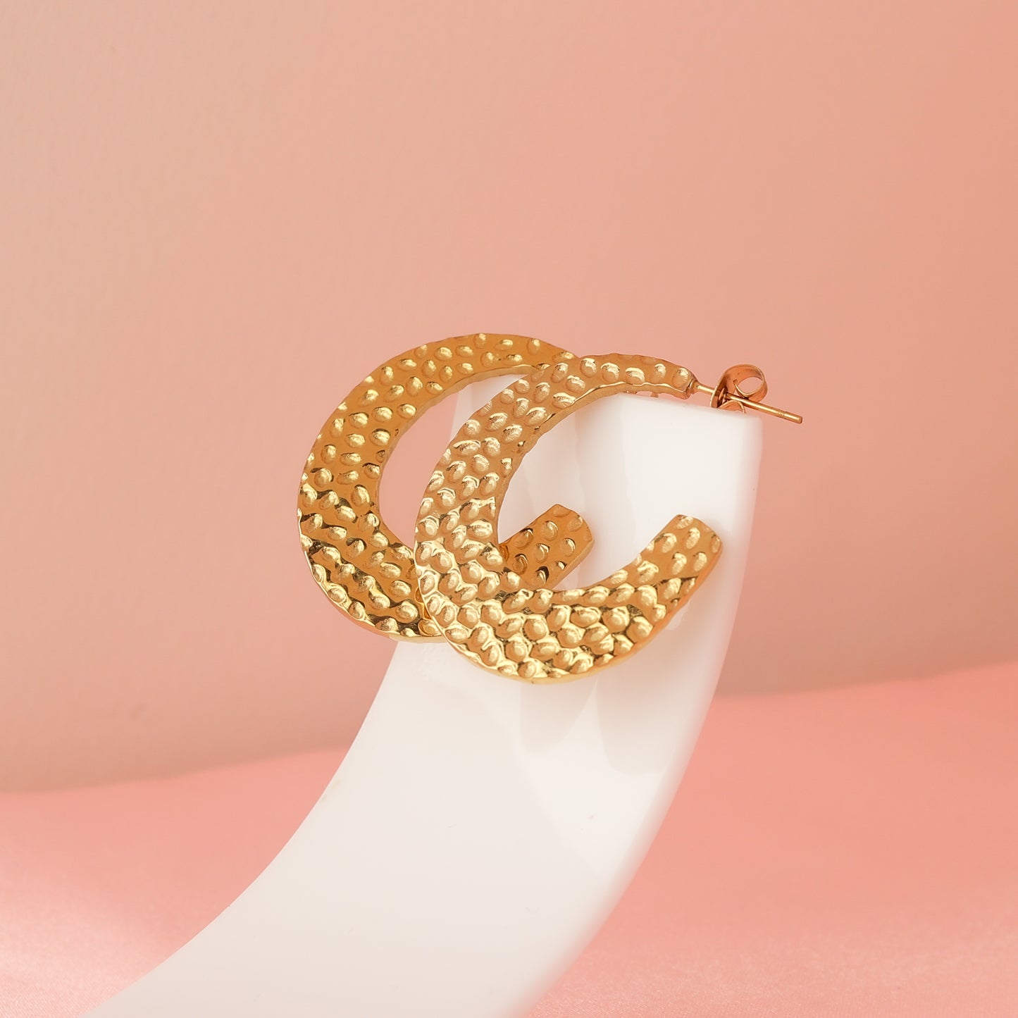 C Shaped Textured Hoop Earring