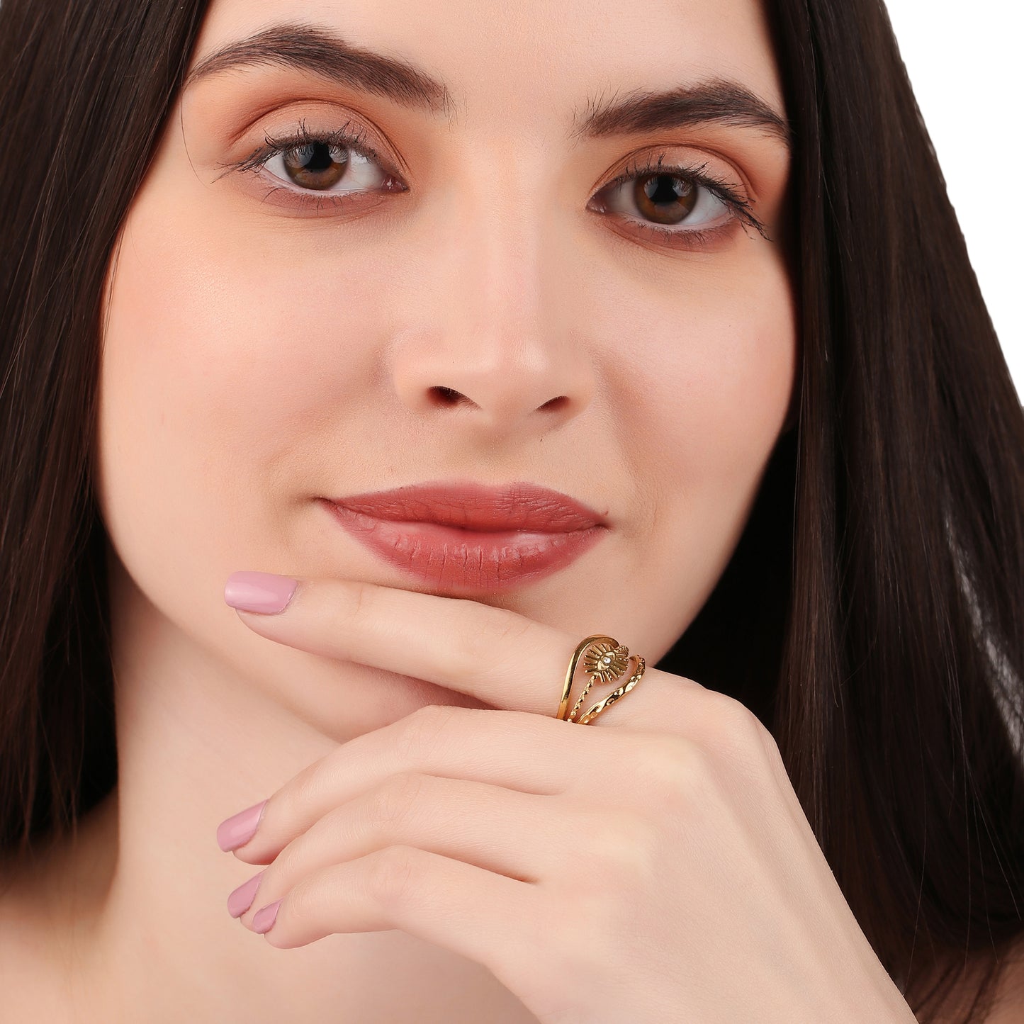 Lucky Eye With Zircon Open Ring