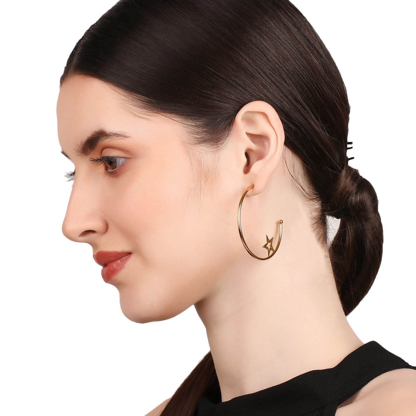 Star Crescent Hoop Earring