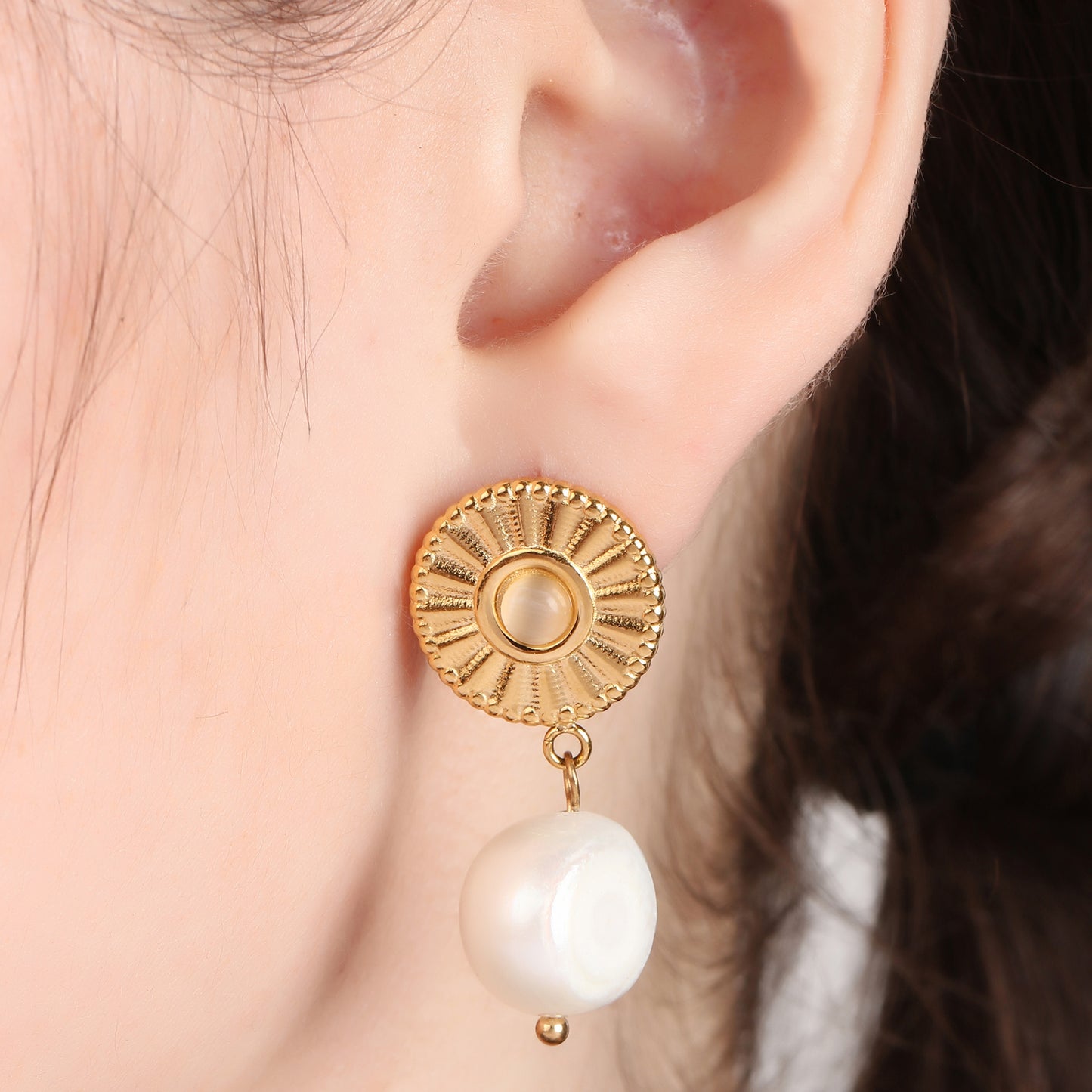 Sun Pearl Drop Earring