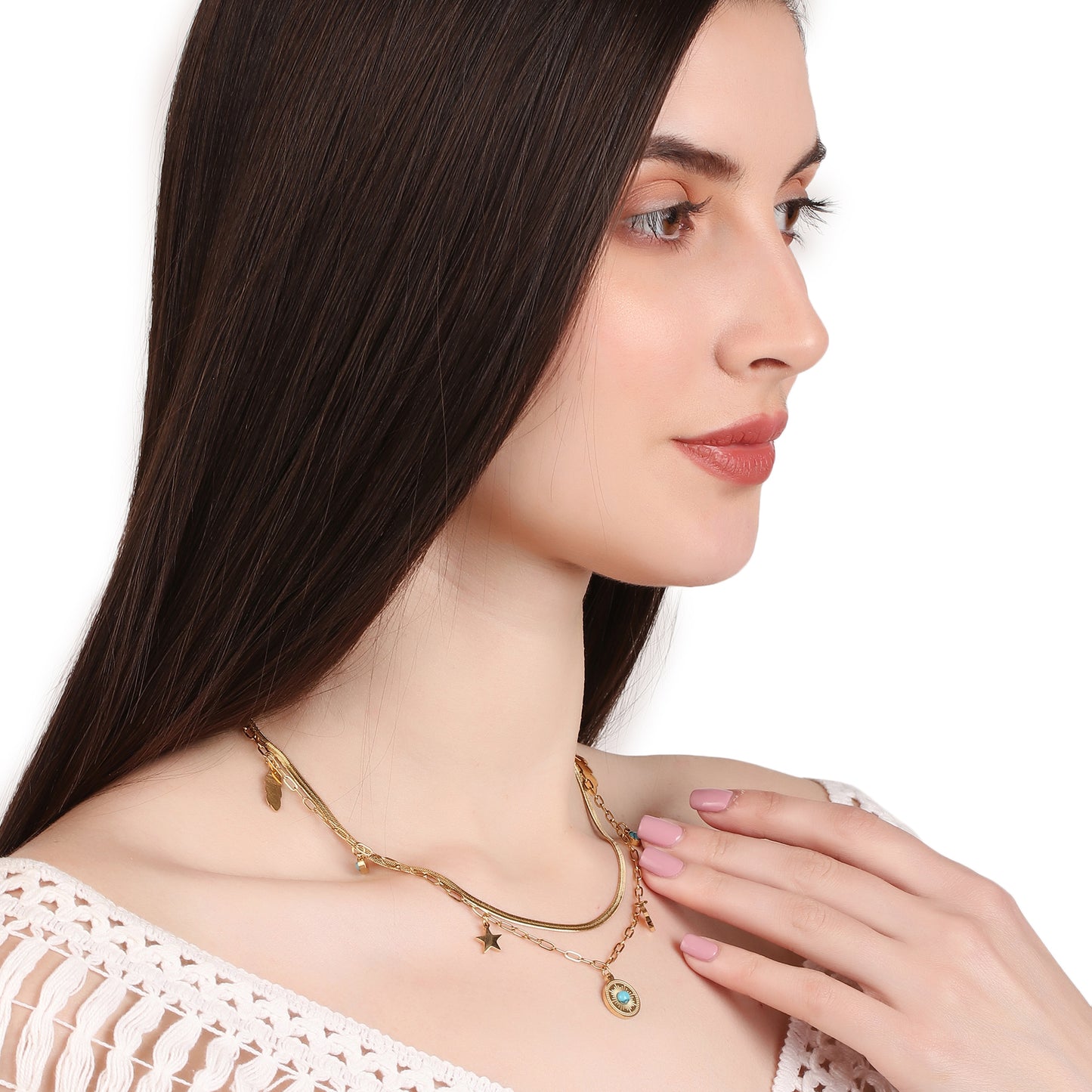 Turquoise Natural Stone Double Layer Necklace