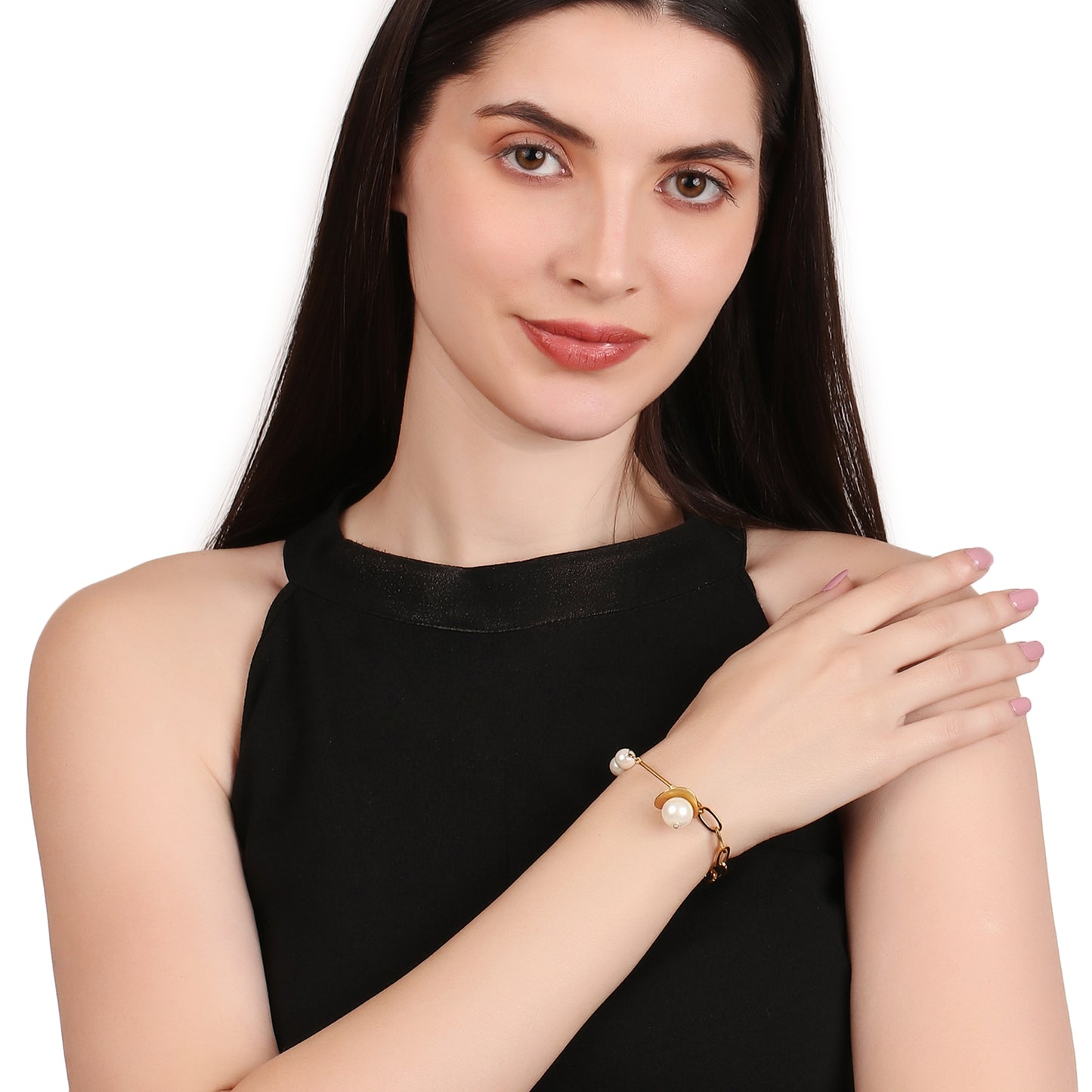 Pearl Flower Link Chain Bracelet