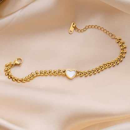 Heart Charm Link - Chain Bracelet