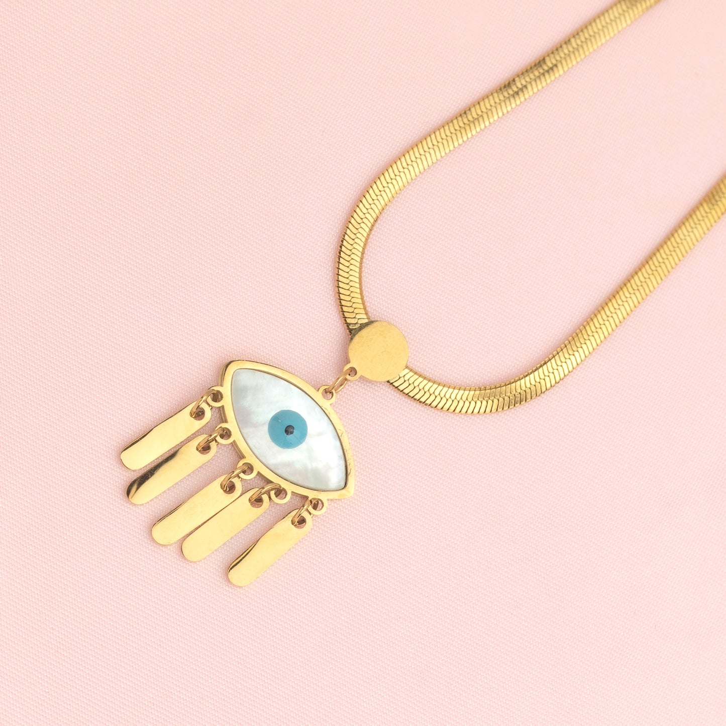 Evil Eye Snake Chain Pendant Necklace