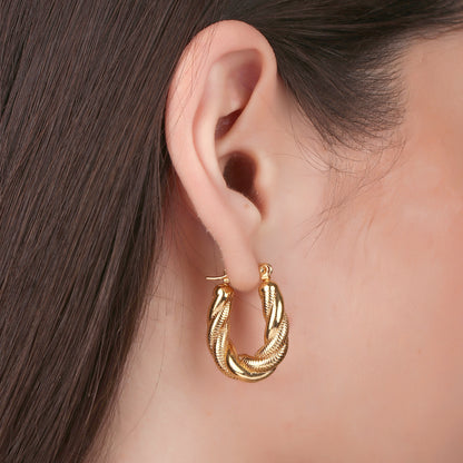 U Shaped Twisted Hoop Earring