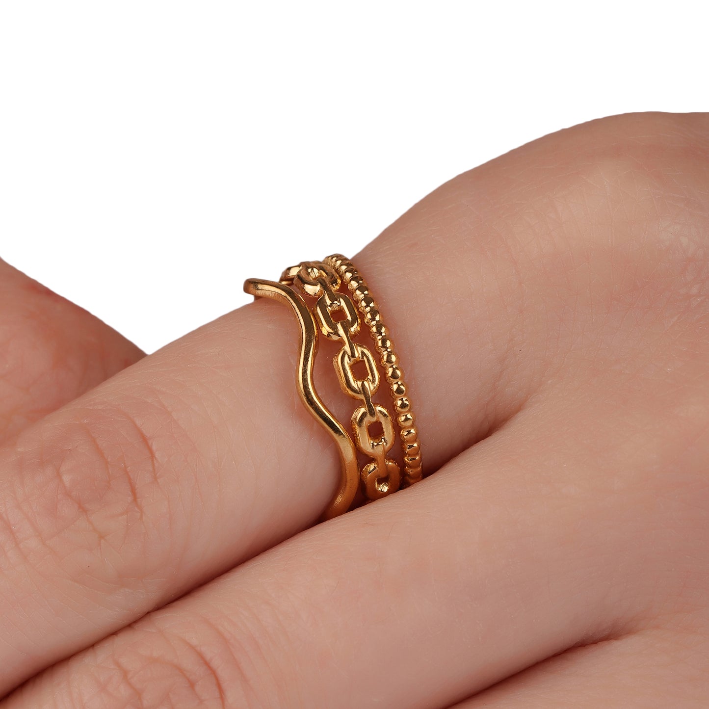 Three Layer Open Chain Ring