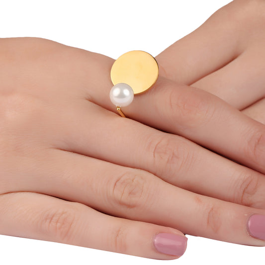 Round Pearl Open Ring