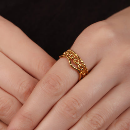 Three Layer Open Chain Ring