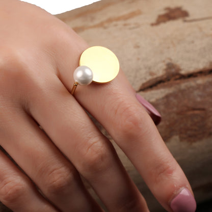 Round Pearl Open Ring