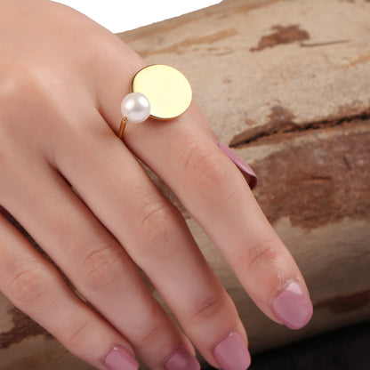 Round Pearl Open Ring