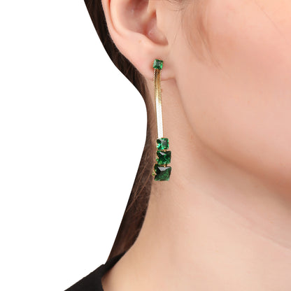 Three Emerald Zircon Drop Earring