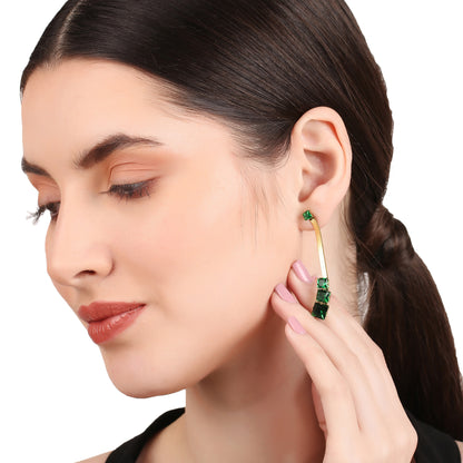 Three Emerald Zircon Drop Earring