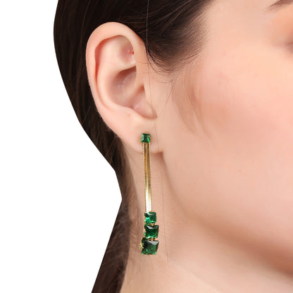 Three Emerald Zircon Drop Earring