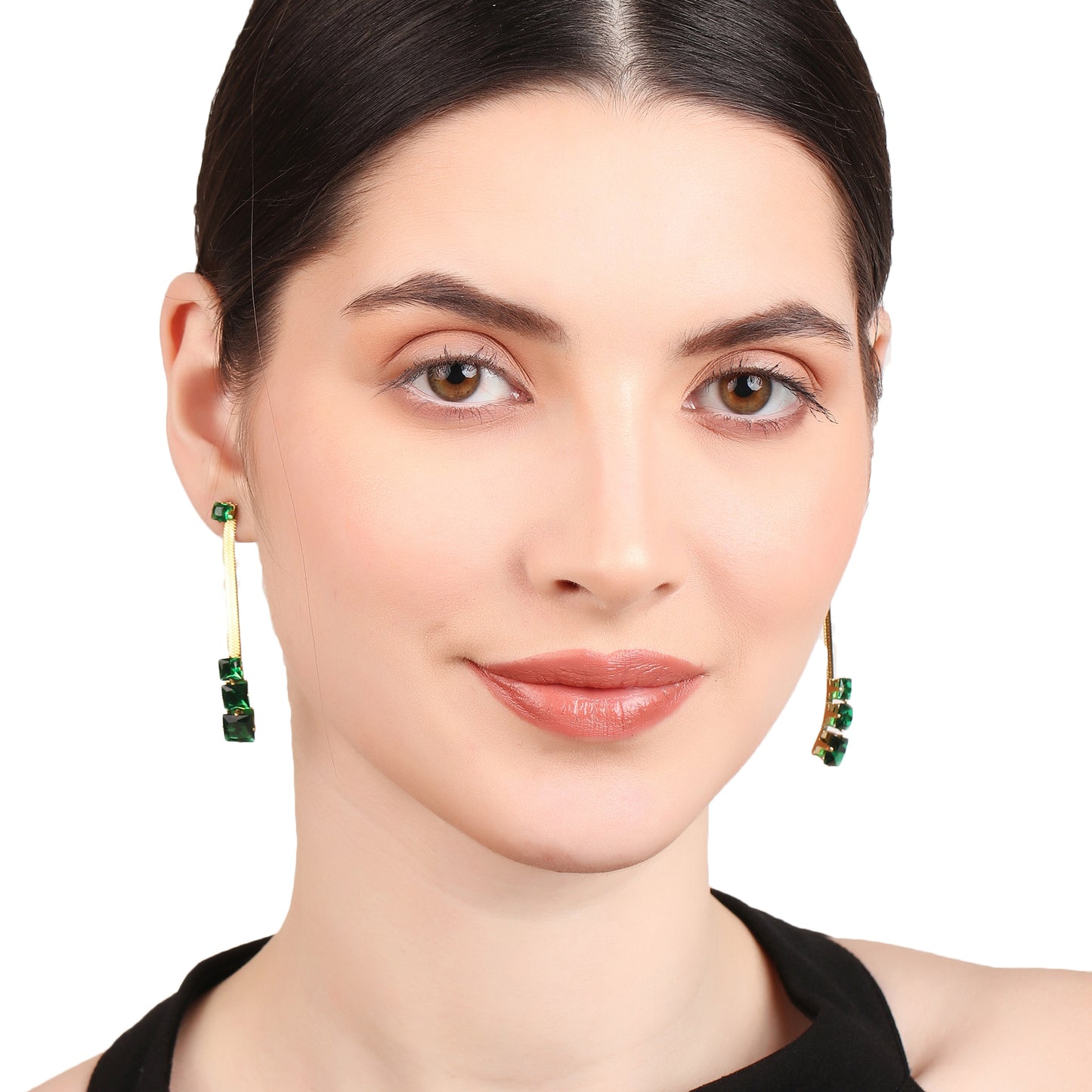 Three Emerald Zircon Drop Earring