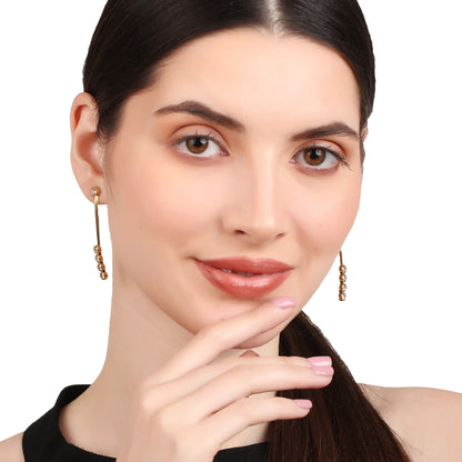 Three Zircon Snake Chain Drop Earring