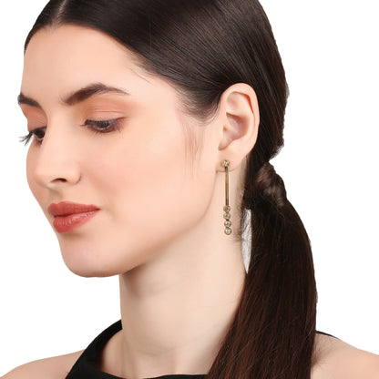 Three Zircon Snake Chain Drop Earring