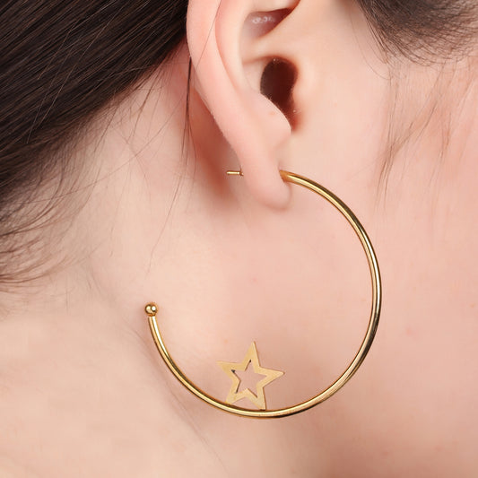 Star Crescent Hoop Earring