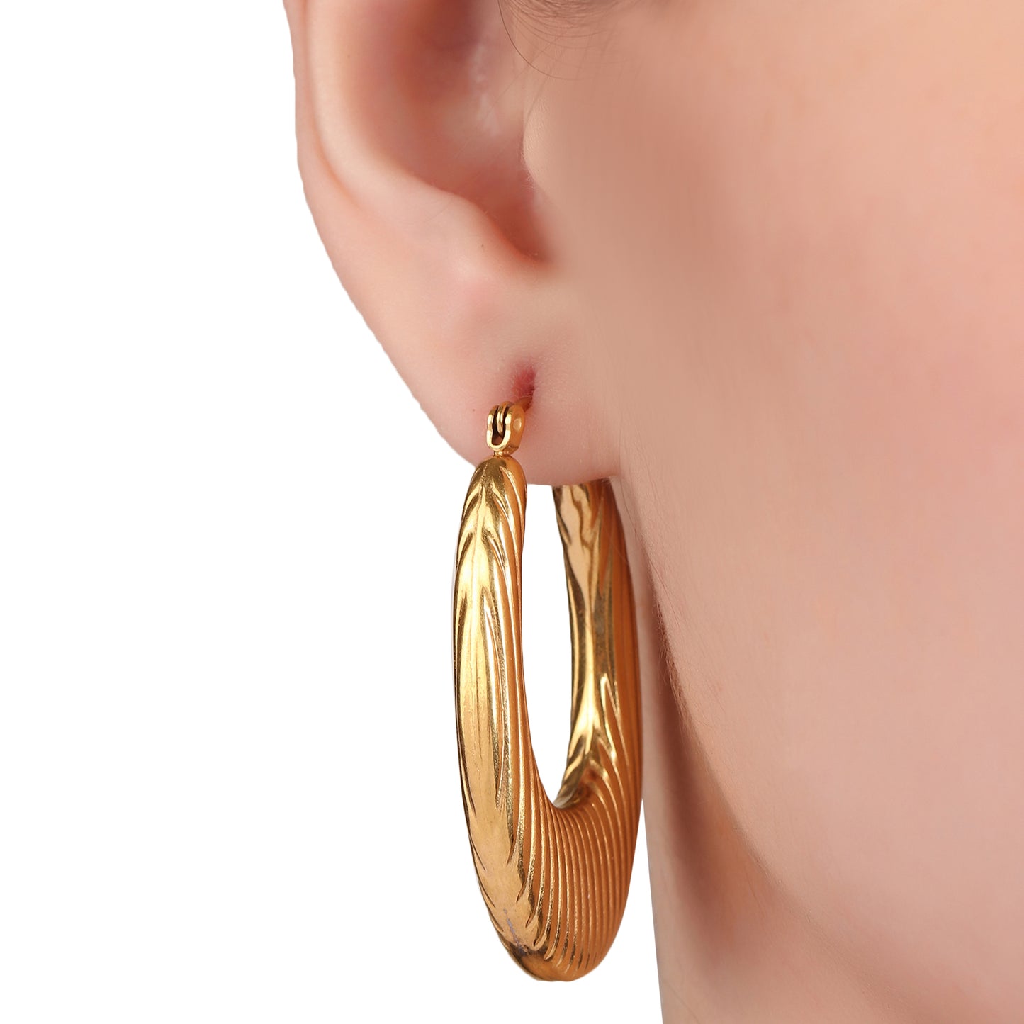 Oval Shaped Hoop Earring