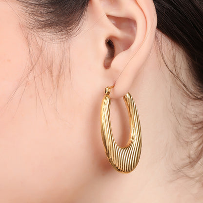 Oval Shaped Hoop Earring