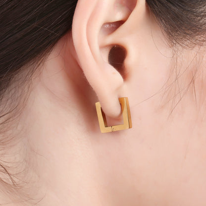 Square U Shaped Huggie Hoop Earring