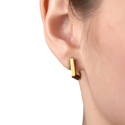 Square U Shaped Huggie Hoop Earring