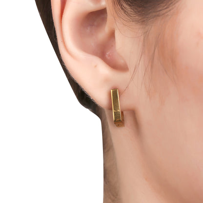 Square U Shaped Huggie Hoop Earring