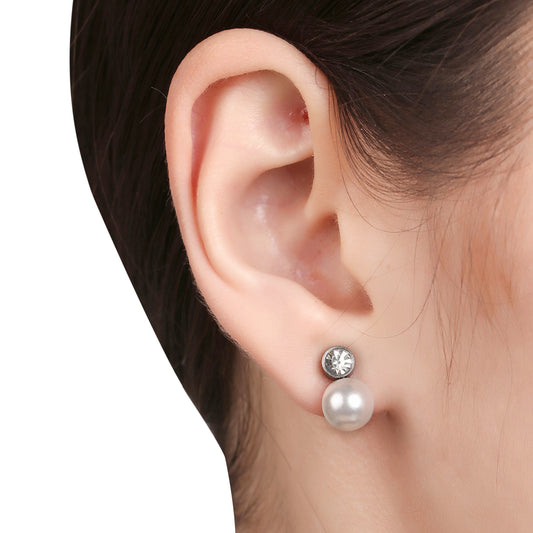 Zircon And Pearl Stud Earring