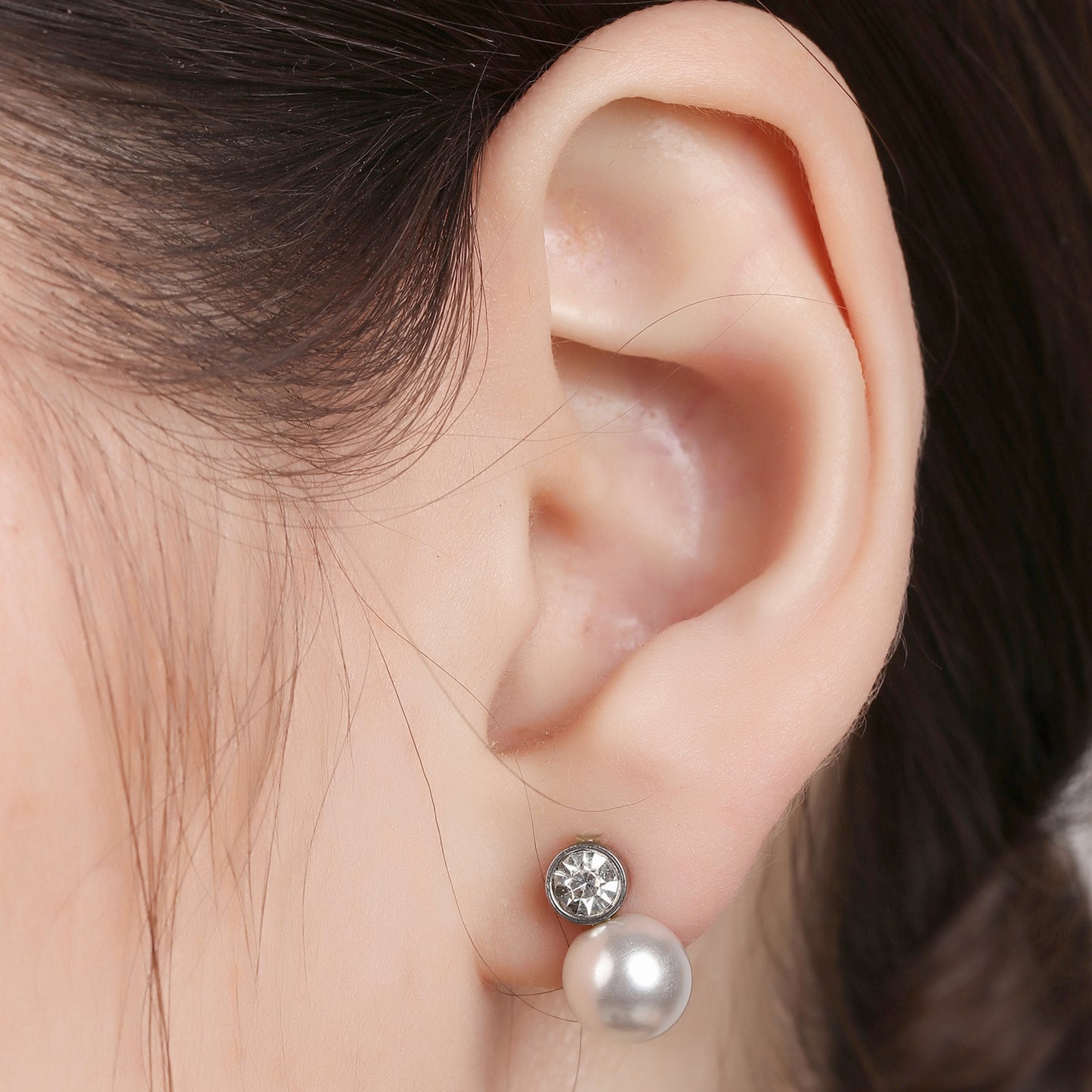 Zircon And Pearl Stud Earring