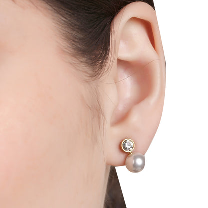 Zircon And Pearl Stud Earring