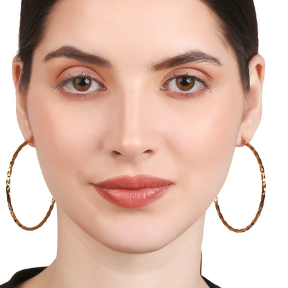 Twisted Round Shaped Golden Hoop Earring