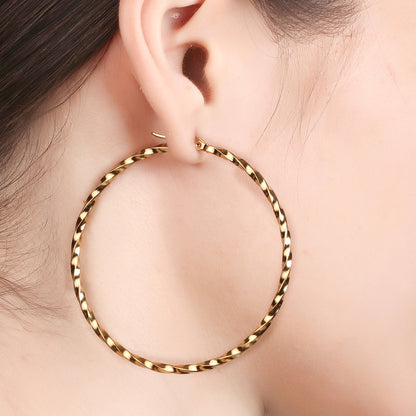 Twisted Round Shaped Golden Hoop Earring