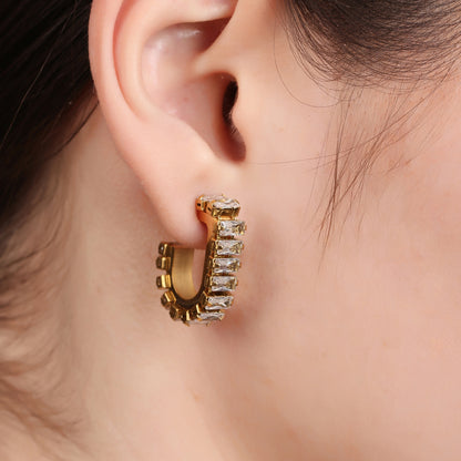 Zircon Studded C Shape Earring