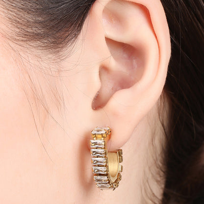 Zircon Studded C Shape Earring