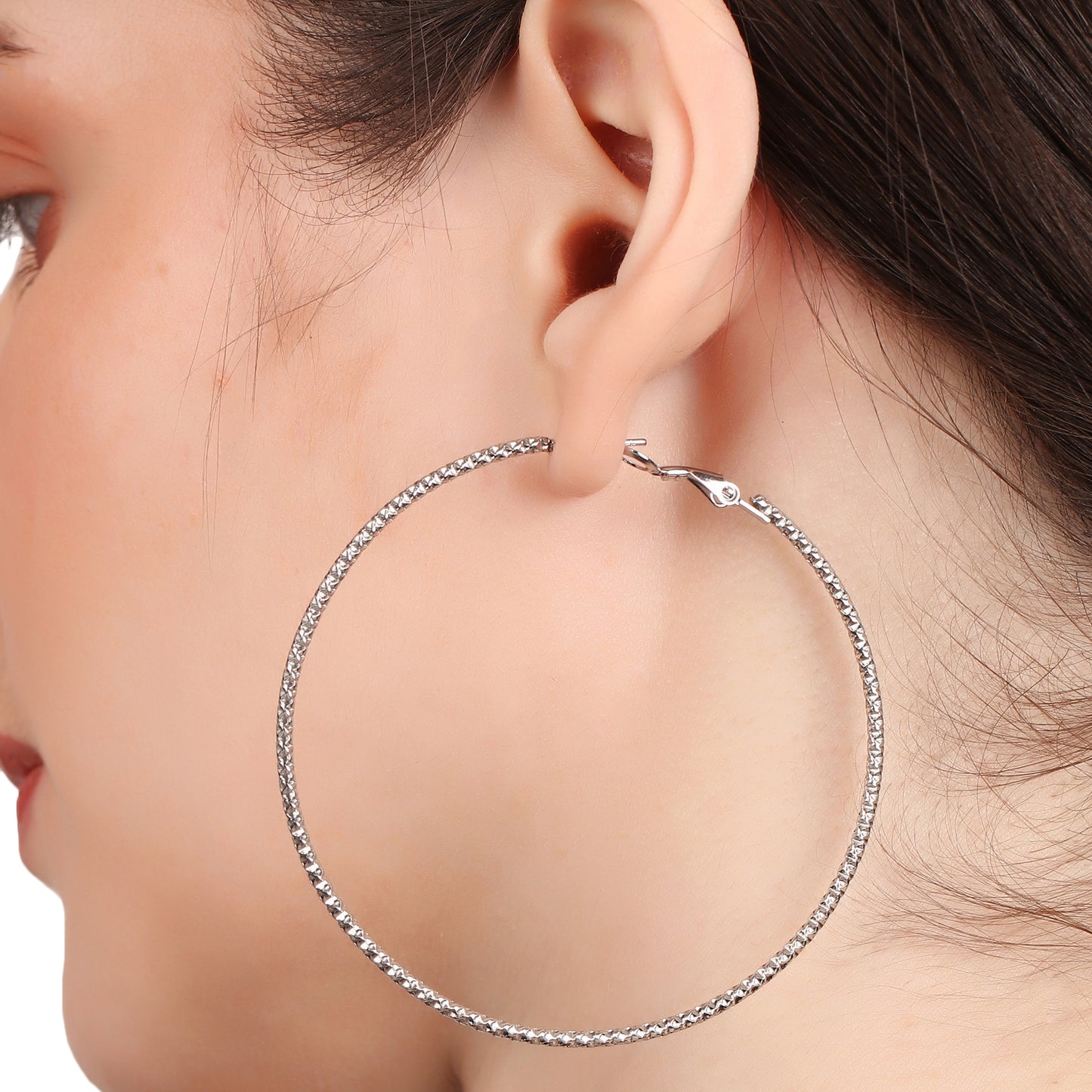 Queen Size Silver Hoop Earring