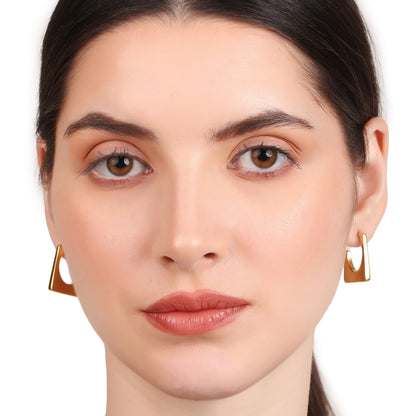 Square C Shaped Open Hoop Earring