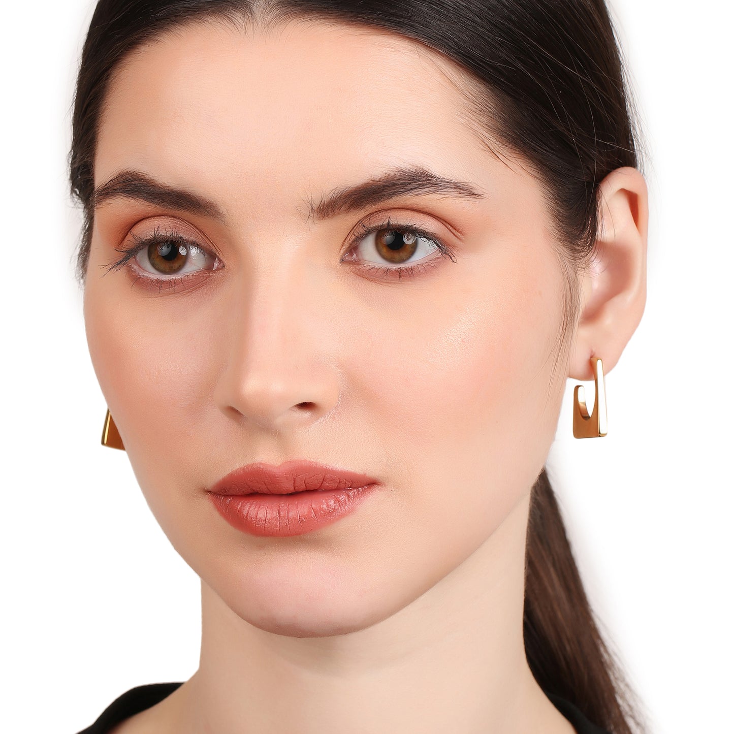 Square C Shaped Open Hoop Earring