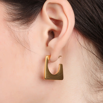 Square C Shaped Open Hoop Earring