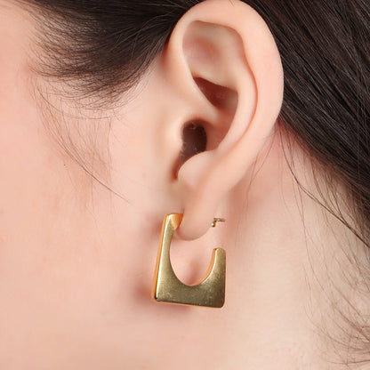 Square C Shaped Open Hoop Earring