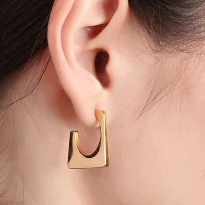 Square C Shaped Open Hoop Earring