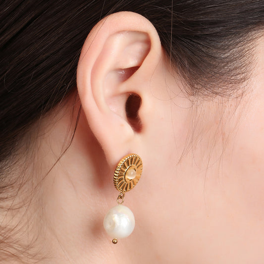 Sun Pearl Drop Earring