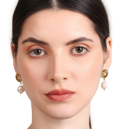 Sun Pearl Drop Earring
