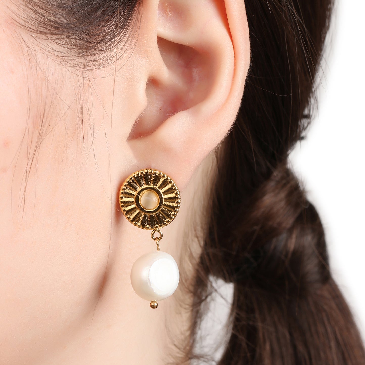 Sun Pearl Drop Earring