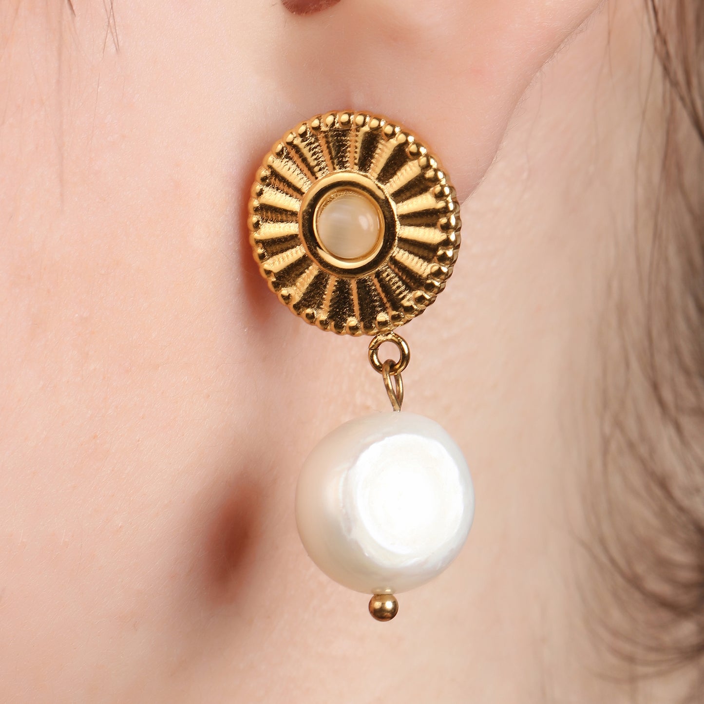 Sun Pearl Drop Earring