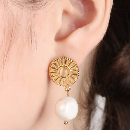 Sun Pearl Drop Earring