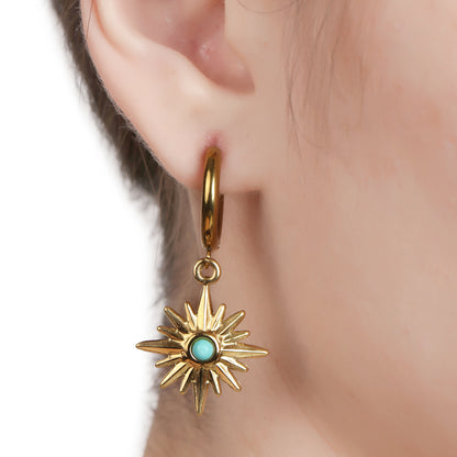 Turquoise Huggie Sun Drop Earring