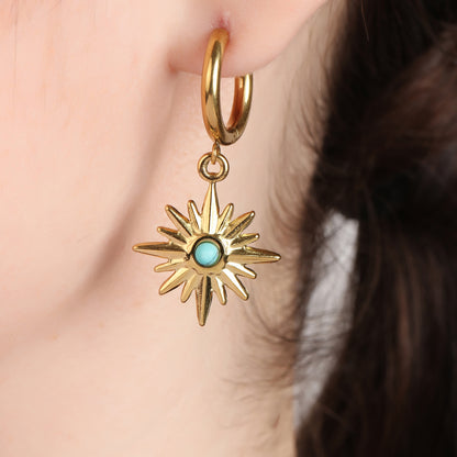 Turquoise Huggie Sun Drop Earring