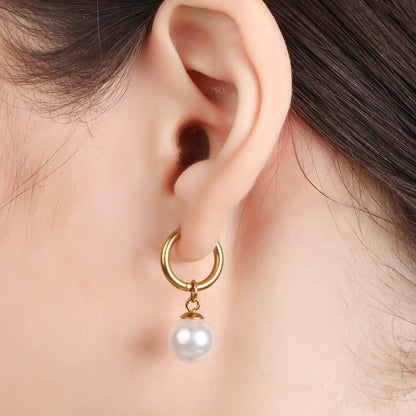 Pearl Huggie Drop Earring