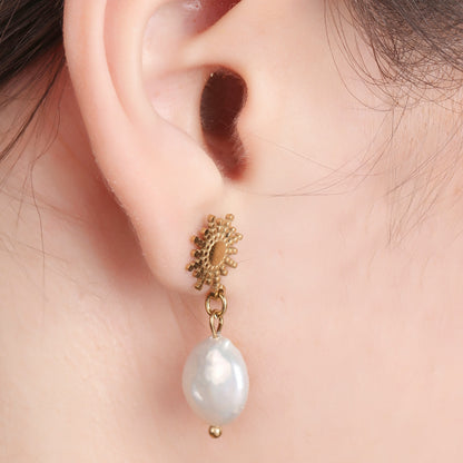 Sun Pearl Drop Earring