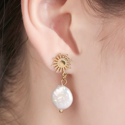 Sun Pearl Drop Earring