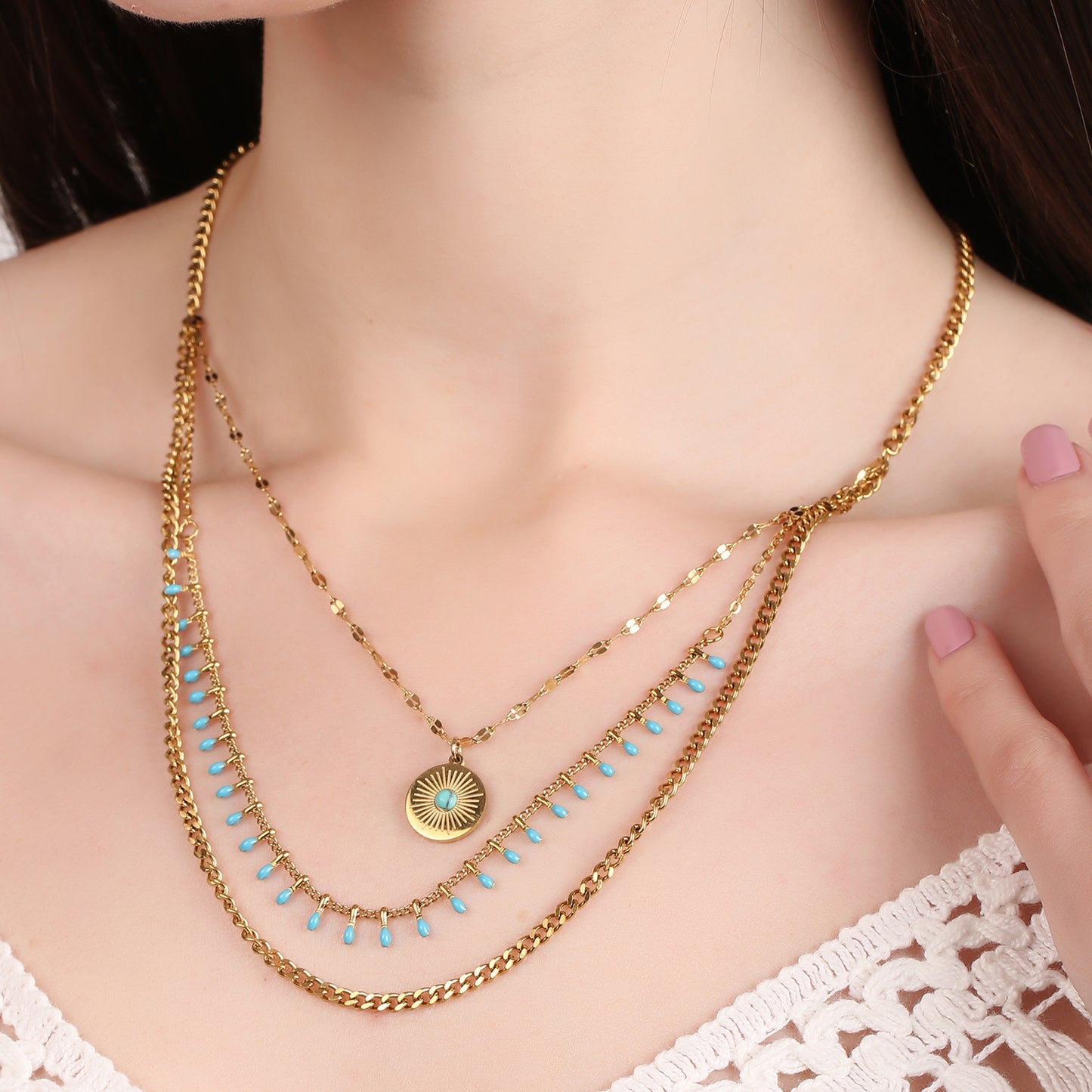 Multi-Layered Coin Pendant Necklace